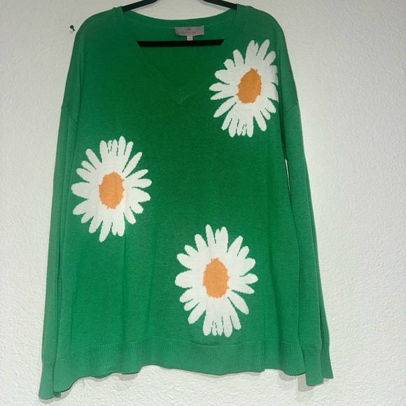 Laurie Felt | Cashmere Blend Daisy Print Sweater size M 🌼 - Picture 2 of 6